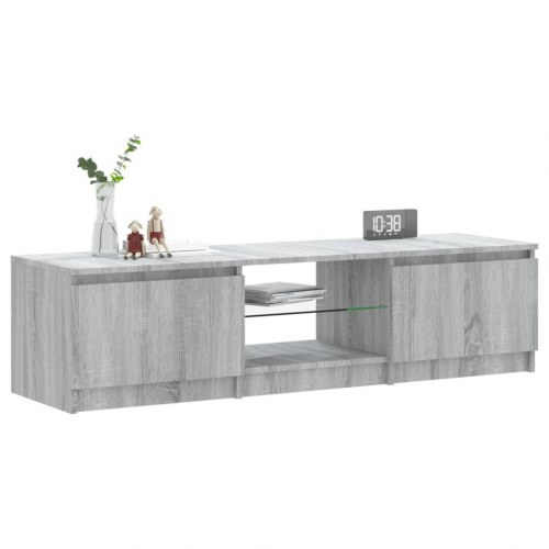 Tv-bord med LED-lys - 140 × 40 × 36 cm, grå sonoma-eg