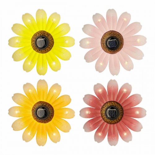 Lumineo solcellelampe Ø 14 x 4 cm - Blomst, multifarvet