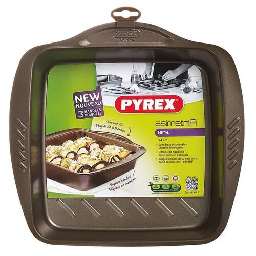 Bageform Pyrex Asimetria Firkantet Sort Metal 24 x 24 cm (6 enheder)