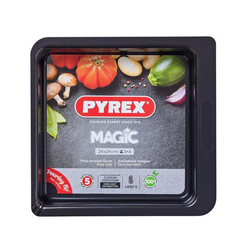 Bageform Pyrex Magic Firkantet Rektangulær Sort Metal 24 x 24 cm (6 enheder)
