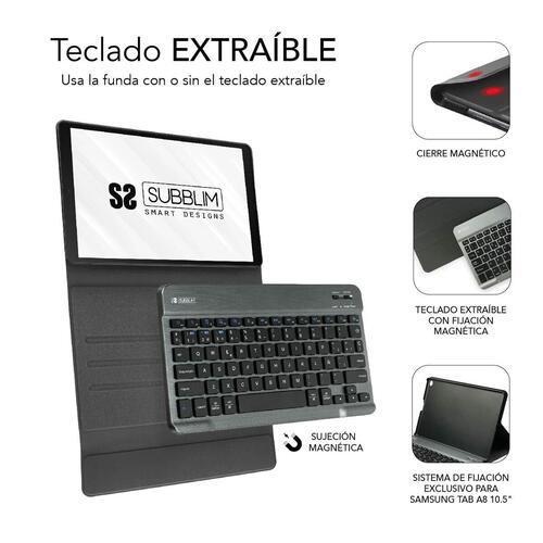 Case til tablet og tastatur Subblim Samsung Galaxy A8 Sort
