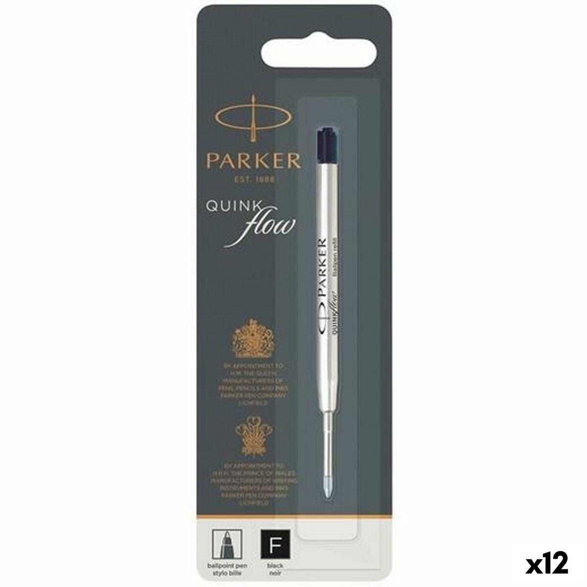 Refill til kuglepen Parker Quink Flow Sort 0,8 mm (12 enheder)
