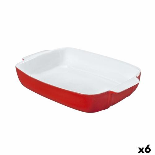 Ovn Fad Pyrex Signature Hvid Rød Keramik Rektangulær 29 x 19 x 7 cm (6 enheder)