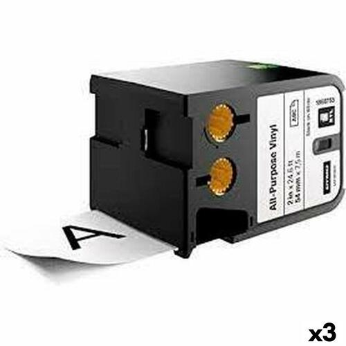 Dymo XTL termisk overførselsbånd 54 mm - hvid på sort, 3 stk.