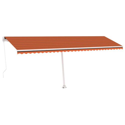 Fritstående markise 600x350 cm manuel betjening orange/brun