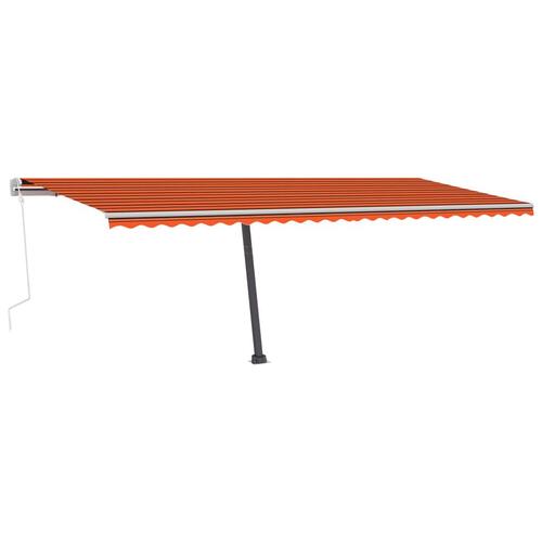 Markise m. LED-lys 600x350 cm manuel betjening orange og brun