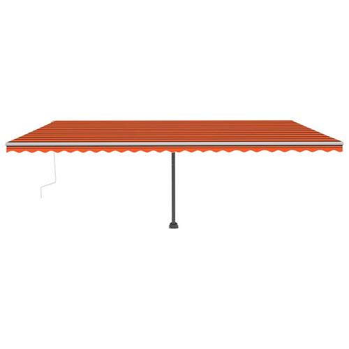 Markise m. LED-lys 600x350 cm manuel betjening orange og brun