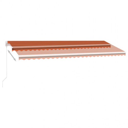 Markise m. LED-lys 500x300 cm manuel betjening orange og brun
