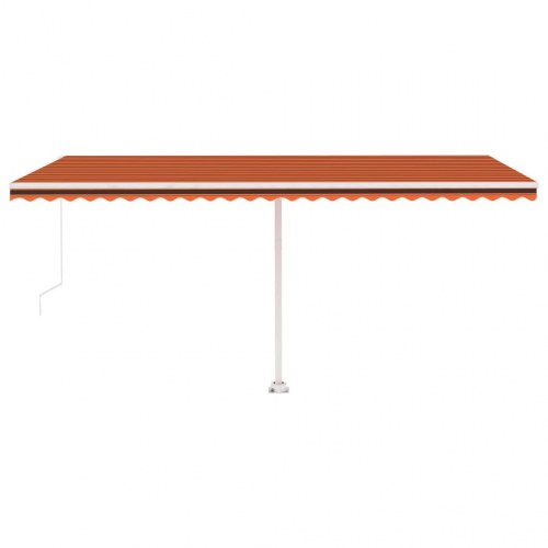 Markise m. LED-lys 500x300 cm manuel betjening orange og brun