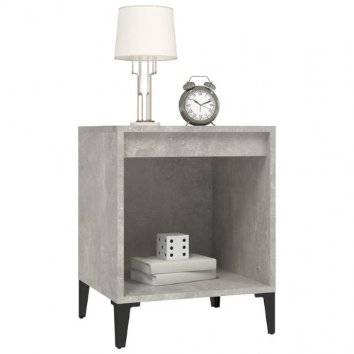 Sengebord 40 × 35 × 50 cm - betongrå med metalben