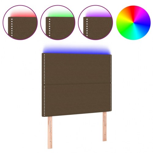 Sengegavl med LED-lys 100×5×118/128 cm - stof, mørkebrun