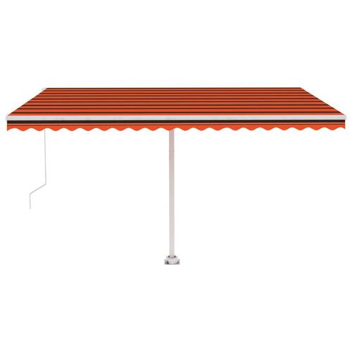 Fritstående markise 450x350 cm manuel betjening orange og brun