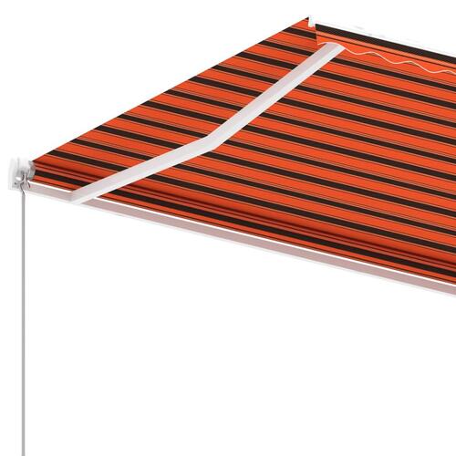 Fritstående markise 450x350 cm manuel betjening orange og brun