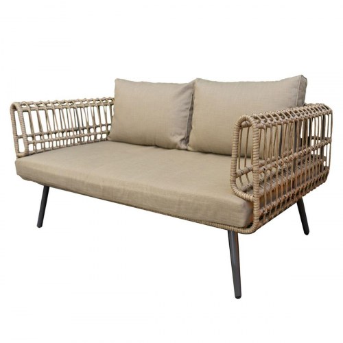 Ariki 2-personers havesofa - stål og syntetisk spanskrør, 161 × 84 × 67 cm