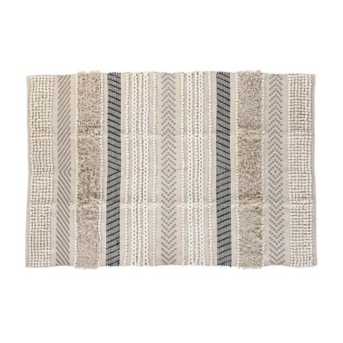 Tæppe 180 x 120 x 1 cm Sort Beige Bomuld Boho