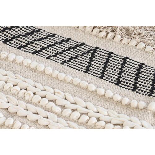 Tæppe 180 x 120 x 1 cm Sort Beige Bomuld Boho