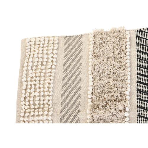 Tæppe 180 x 120 x 1 cm Sort Beige Bomuld Boho
