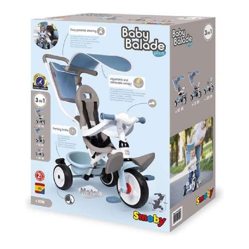 Smoby trehjulet cykel 3-i-1 Balade Plus - blå (68 × 52 × 101 cm)