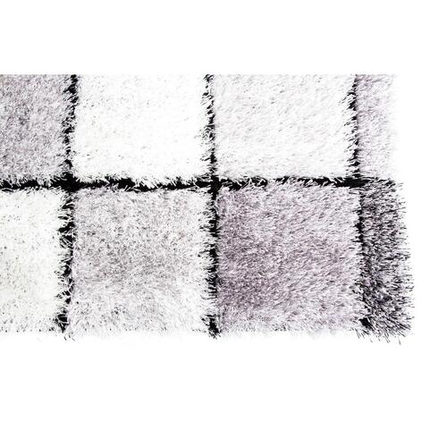 Tæppe Sort Polyester Hvid Rammer 120 x 180 x 2 cm