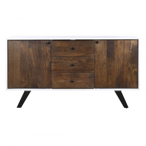 Skænk - hvid/mørkebrun mangotræ 150 × 40 × 80 cm