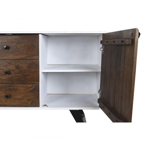 Skænk - hvid/mørkebrun mangotræ 150 × 40 × 80 cm
