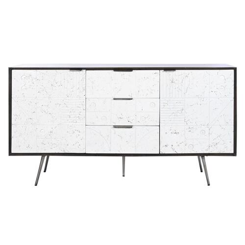 Skænk 150 x 43 x 80 cm Hvid Mørkebrun Mangotræ