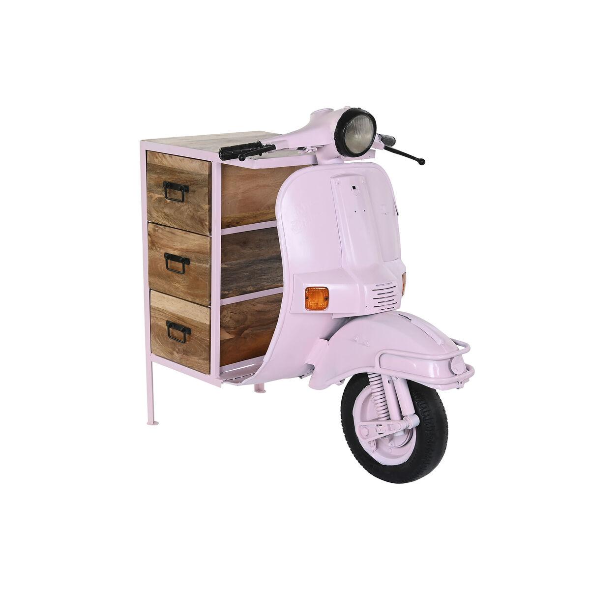 Kommode 100 X 68 X 105 Cm Metal Motorcykel Lyserød Mangotræ