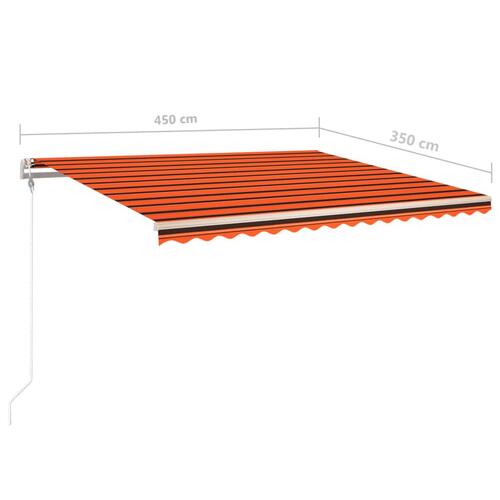 Markise med stolper 4,5x3,5 m automatisk orange og brun