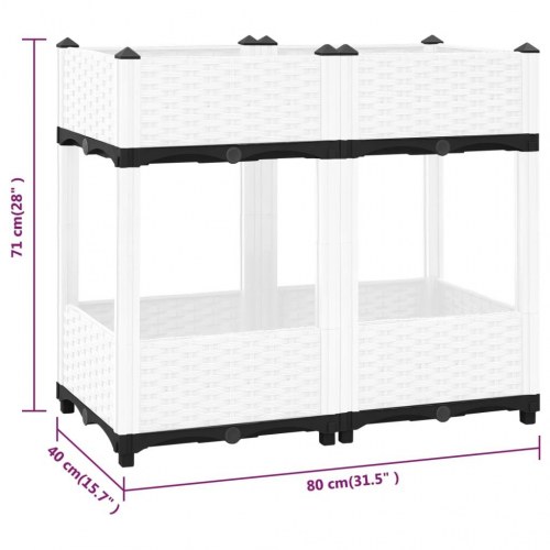 Højbed i polypropylen 80 × 40 × 71 cm - hvid