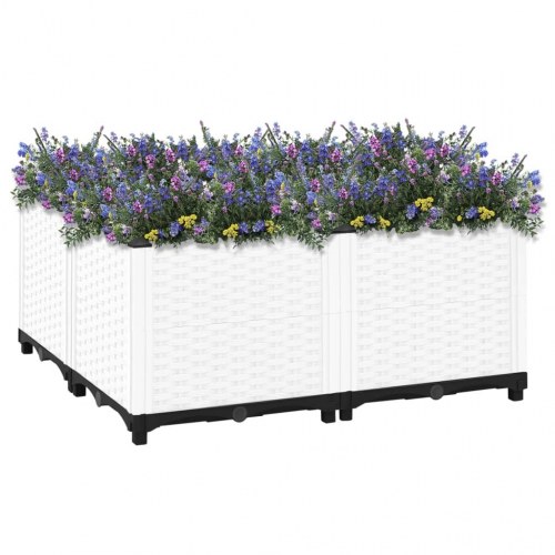 Højbed 80 × 80 × 38 cm i polypropylen - hvid, rattanlook
