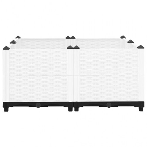 Højbed 80 × 80 × 38 cm i polypropylen - hvid, rattanlook
