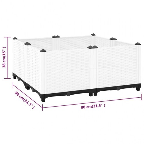 Højbed 80 × 80 × 38 cm i polypropylen - hvid, rattanlook