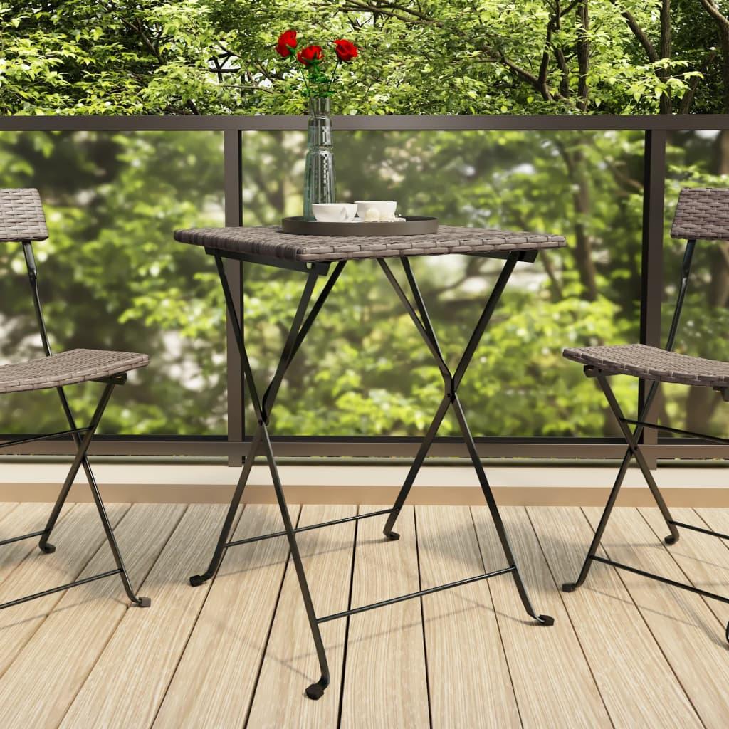 Foldbart bistrobord 55x54x71 cm polyrattan grå