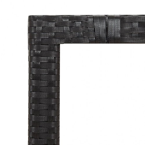 Havebord i polyrattan med bordplade i massivt akacietræ - sort, 150 × 90 cm