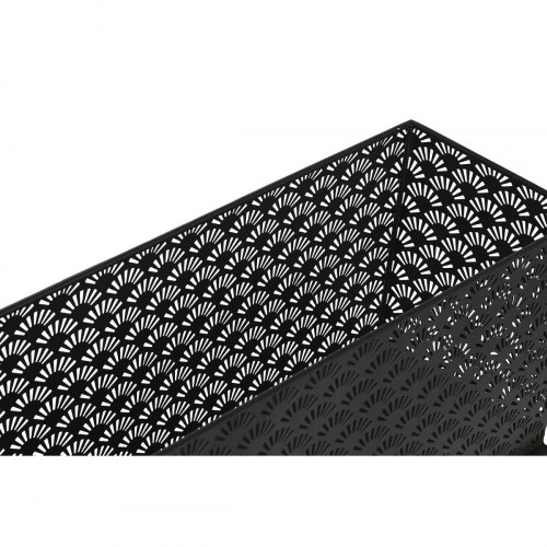 Sæt med 2 høje urtepotter - sort metal, gulvmodel (60 x 22 x 70 cm)