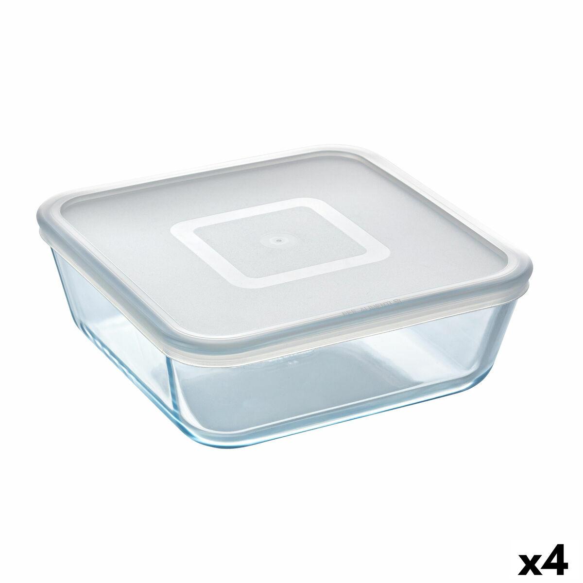 Firkantet Madkasse Med Låg Pyrex Cook & Freeze 2 L 19 X 19 Cm Gennemsigtig Silikone Glas 4 Enheder