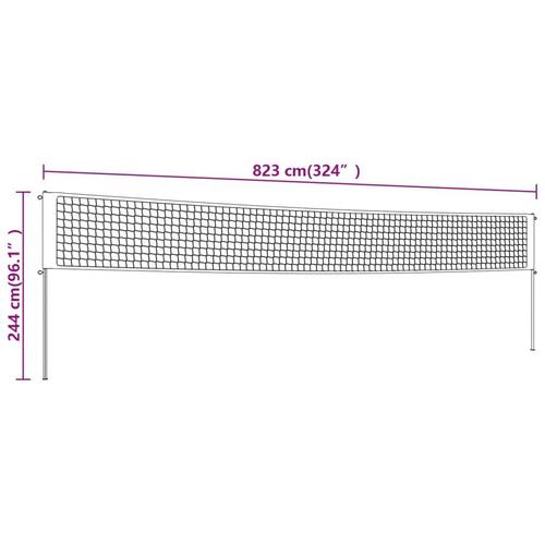 Volleyballnet 823x244 cm PE-stof gul og sort