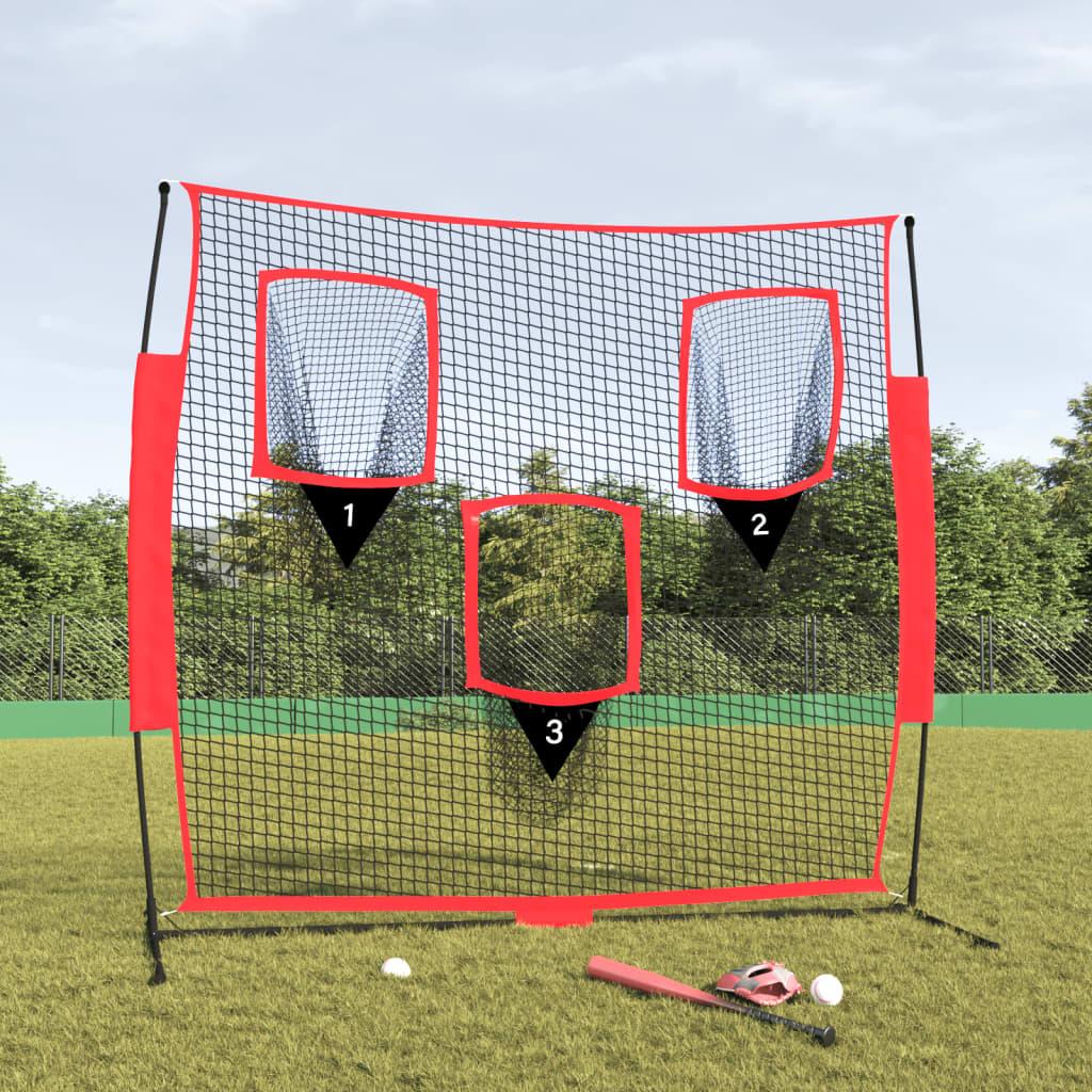 Bærbart Baseballnet 183x105x183 Cm Polyester Sort Og Rød