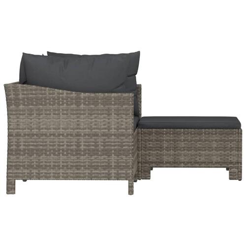 Loungesæt til haven 3 dele med hynder polyrattan grå