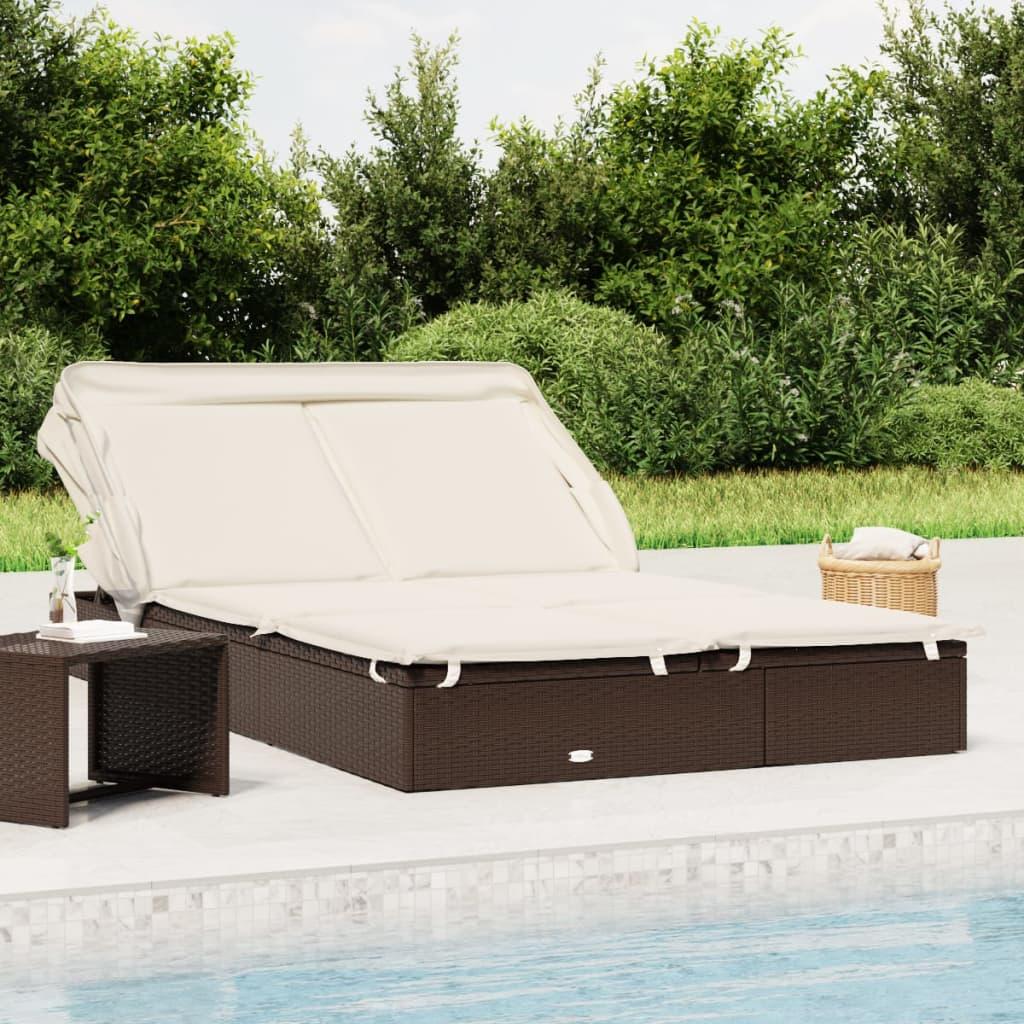 Personers Solseng Foldbart Tag 213x118x97 Polyrattan Brun