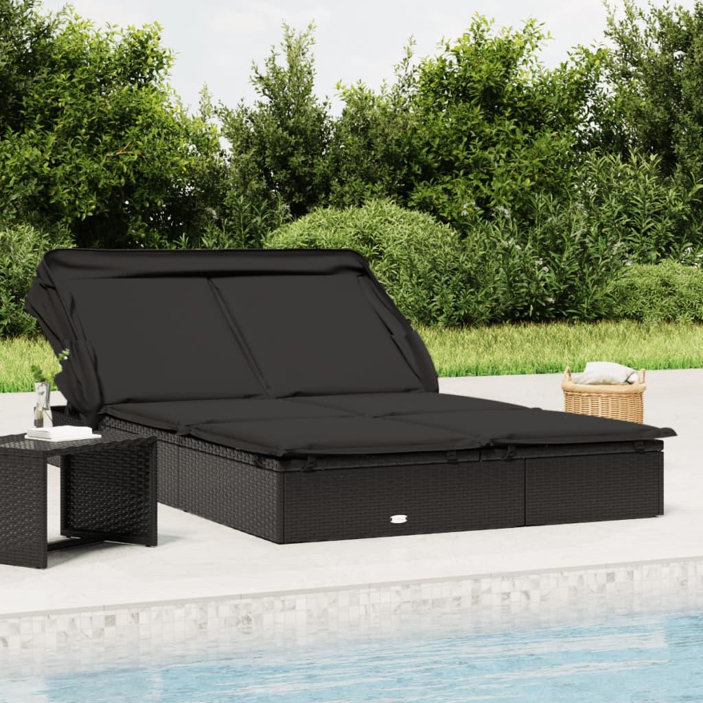 Personers Solseng Foldbart Tag 213x118x97 Polyrattan Sort