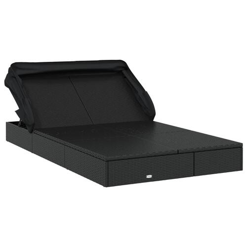 2-personers solseng foldbart tag 213x118x97 cm polyrattan sort