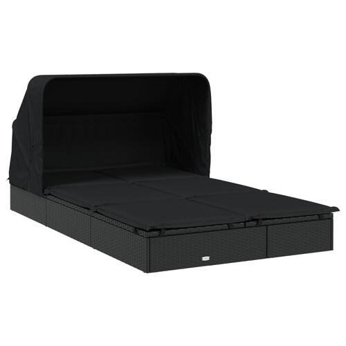 2-personers solseng foldbart tag 213x118x97 cm polyrattan sort