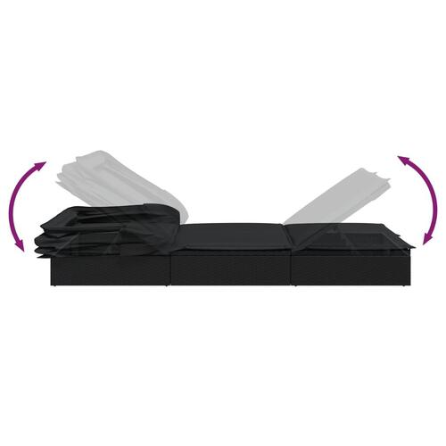 2-personers solseng foldbart tag 213x118x97 cm polyrattan sort