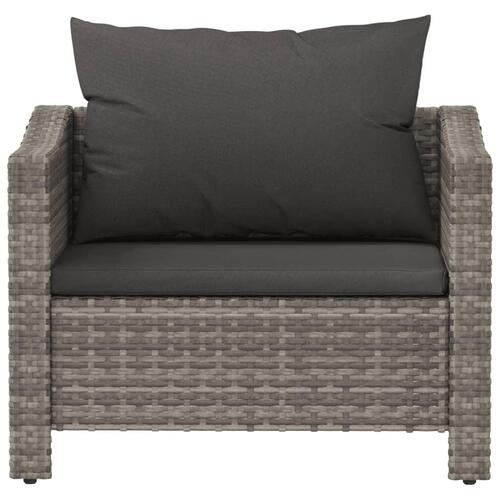 Havestol med hynde polyrattan grå