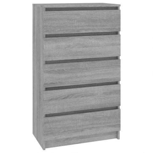 Kommode 60 × 36 × 103 cm i konstrueret træ - grå sonoma-eg, 5 skuffer