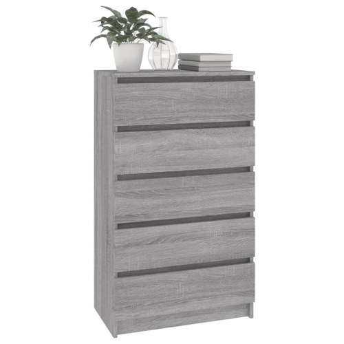 Kommode 60 × 36 × 103 cm i konstrueret træ - grå sonoma-eg, 5 skuffer