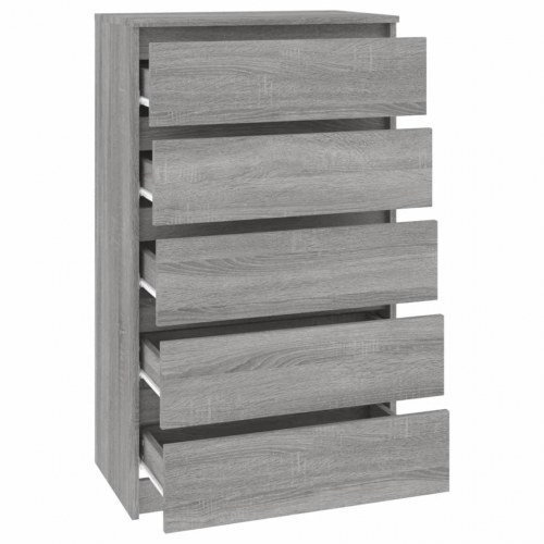 Kommode 60 × 36 × 103 cm i konstrueret træ - grå sonoma-eg, 5 skuffer