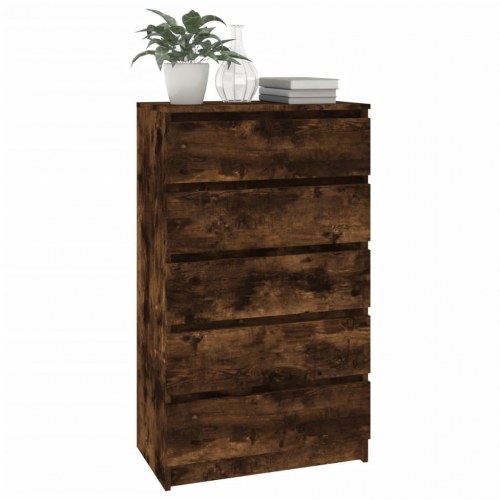 Kommode med 5 skuffer 60×36×103 cm - røget egetræsfarve