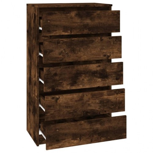 Kommode med 5 skuffer 60×36×103 cm - røget egetræsfarve